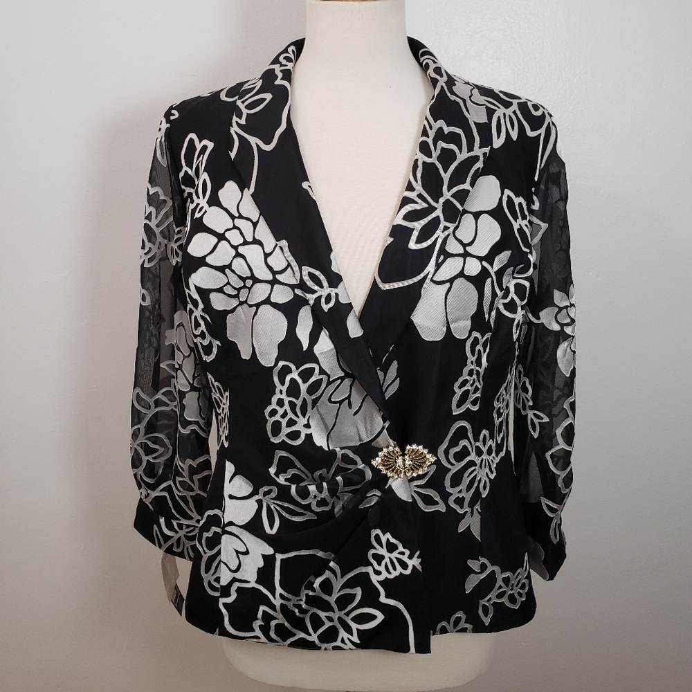 Vintage Alex Evenings Black Floral Blazer Jacket
